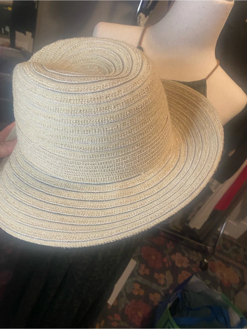 Women's Kokin NYC Cream Straw Sun Hat with Wide Brim